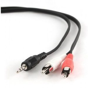 Gembird 2,5 m, 3,5 mm/2xRCA, M/M-äänikaapeli, musta, punainen, valkoinen